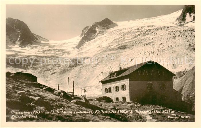 Greizerhuette 2226m Zillertal Torol AT im Floitental mit Floitenkees Floitenspit