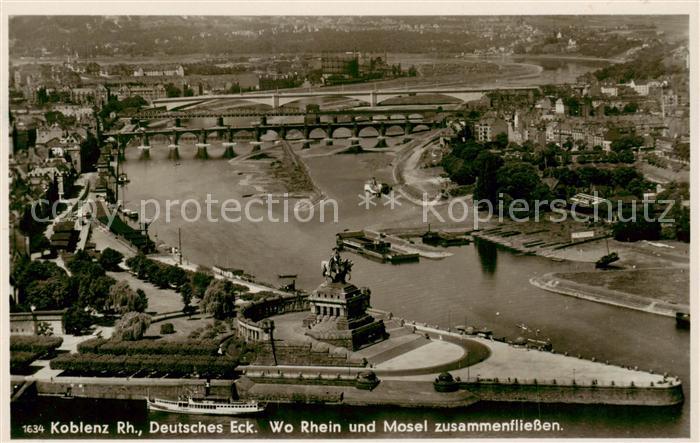 Koblenz  Rhein Deutsches Eck Zusammenfluss von Rhein und Mosel