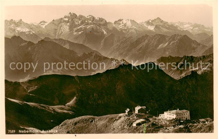 Oberstdorf Panorama Blick vom Nebelhorn gegen Maedelegabel und Biberkopf Gebirgs