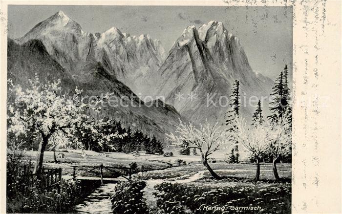 GARMISCH-PARTENKIRCHEN Bayern Landschaftspanorama Alpen Kuenstlerkarte