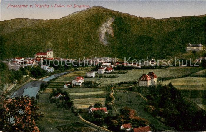 Wartha Breslau Niederschlesien PL Panorama mit Bergsturz