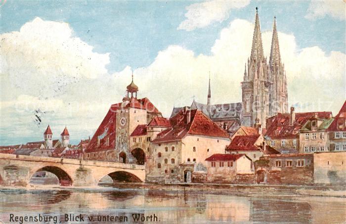 REGENSBURG Bayern Blick vom unteren Woerth mit Muenster