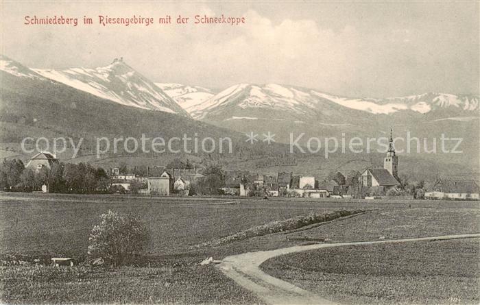 Schmiedeberg Riesengebirge Smideberk Kovarska CZ Panorama mit Schneekoppe