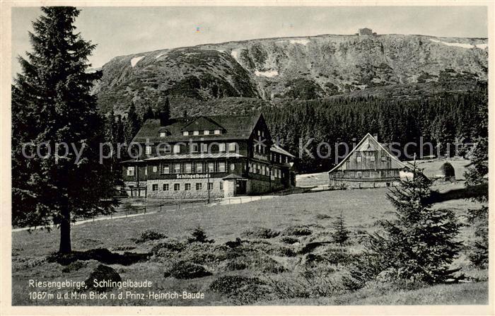 Schlingelbaude Karpacz PL Bergbaude im Riesengebirge Blick nach der Prinz Heinri