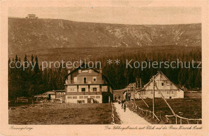 Schlingelbaude Karpacz PL Bergbaude im Riesengebirge Blick auf Prinz Heinrich Ba
