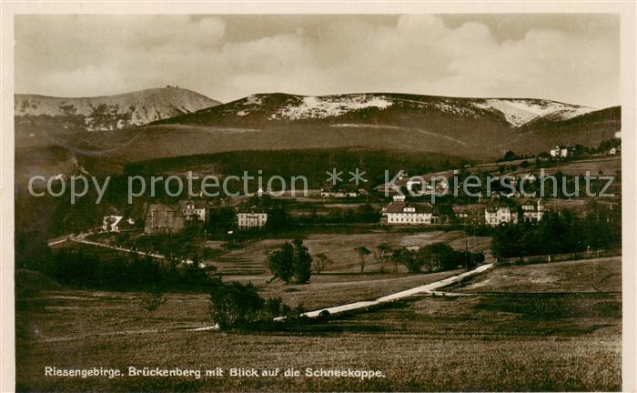 Brueckenberg Krummhuebel Riesengebirge PL Panorama mit Blick auf die Schneekoppe