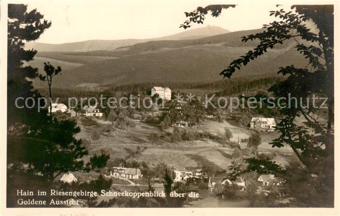 Hain  Podgorzyn Riesengebirge Panorama Blick gegen Schneekoppe Goldene Aussicht