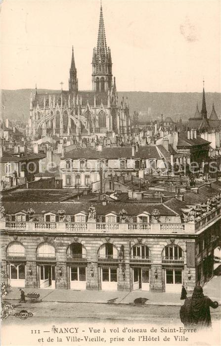 Nancy 54 Vue a vol d oiseau de la Basilique Saint Epvre et de la ville vieille p