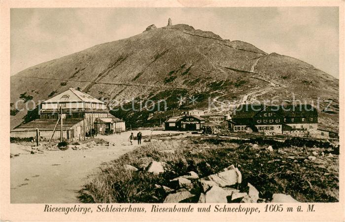 Krummhuebel Karpacz Riesengebirge PL Schlesierhaus Riesenbaude und Schneekoppe K