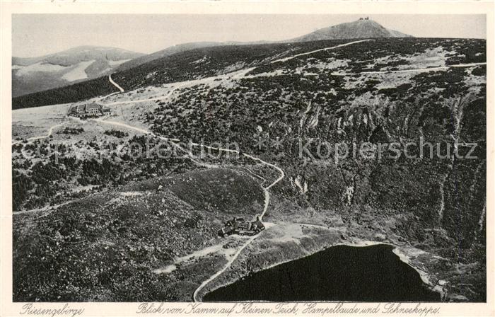 Krummhuebel Karpacz Riesengebirge PL Panorama Blick vom Kamm auf Kleinen Teich H