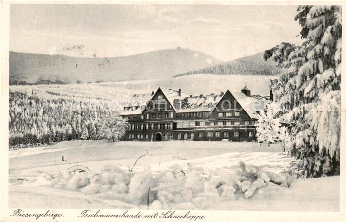 Riesengebirge Krkonose Karkonosze Teichmannbaude mit Schneekoppe