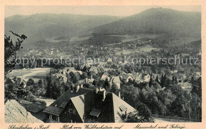 Schreiberhau Szklarska Poreba Riesengebirge PL Blick vom Weissbachstein auf Mari