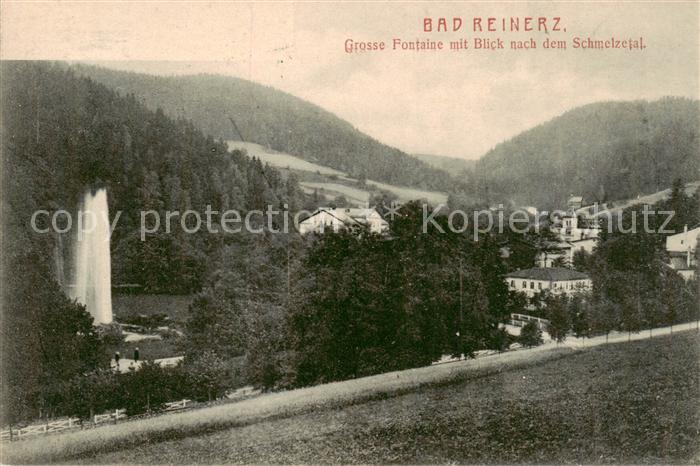 Bad Reinerz Duszniki-Zdrój PL Grosse Fontaine mit Blick nach dem Schmelzetal