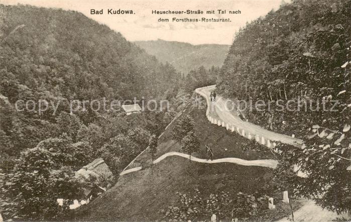 Bad Kudowa Kudowa-Zdroj Niederschlesien PL Heuscheuer Strasse mit Tal nach dem F