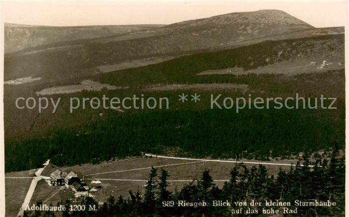 Riesengebirge Krkonose Karkonosze Adolfbaude Blick von der kleinen Sturmhaube au
