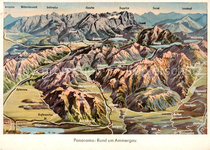 Ammergau Panoramakarte Rund um Ammergau