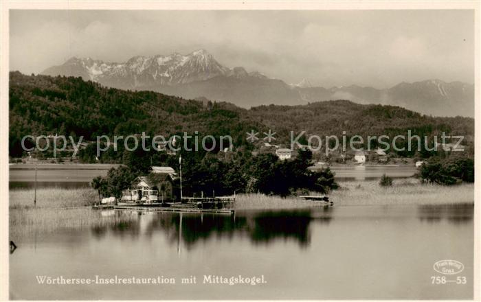 Woerthersee Inselrestauration mit Mittagskogel