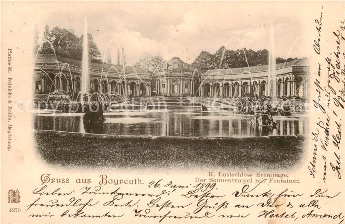 BAYREUTH Bayern Kgl Lustschloss Eremitage Der Sonnentempel mit Fontainen