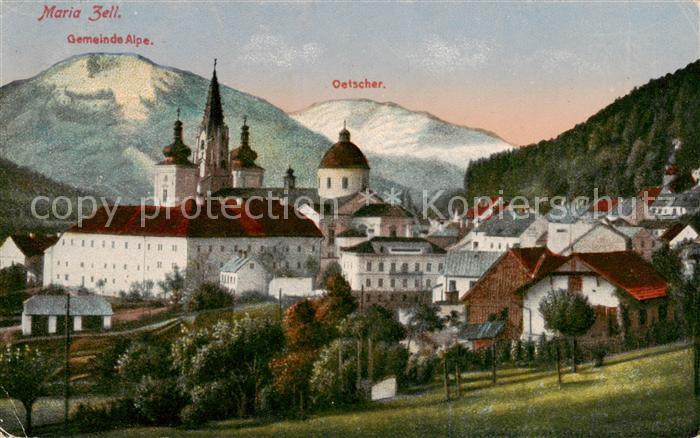 Maria-Zell Mariazell Steiermark AT Kloster mit Gemeinde Alpe und Gletscher