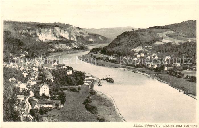 Saechsische Schweiz Panorama mit Wahlen und Poetzscha
