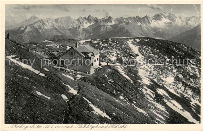 Reith Seefeld Tirol Noerdlingerhuette mit Kalkkoegel und Habicht