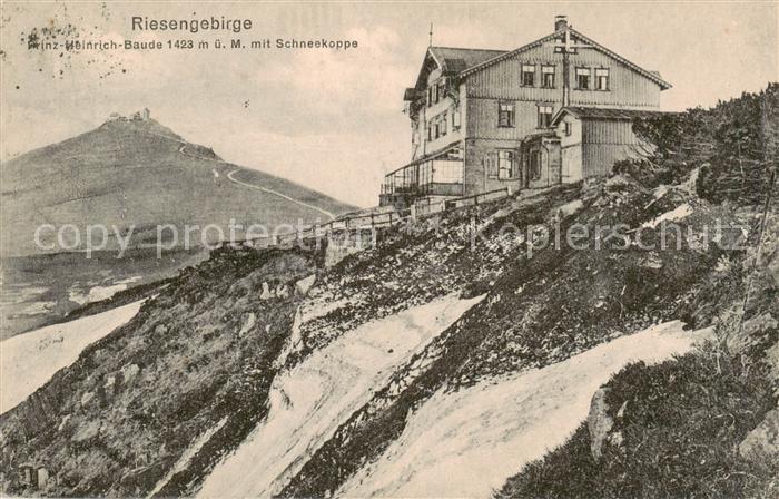 Riesengebirge Krkonose Karkonosze Prinz Heinrich Baude mit Schneekoppe