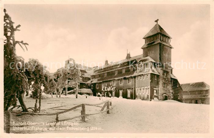 Oberwiesenthal Erzgebirge Unterkunftshaus auf dem Fichtelberg Feldpost