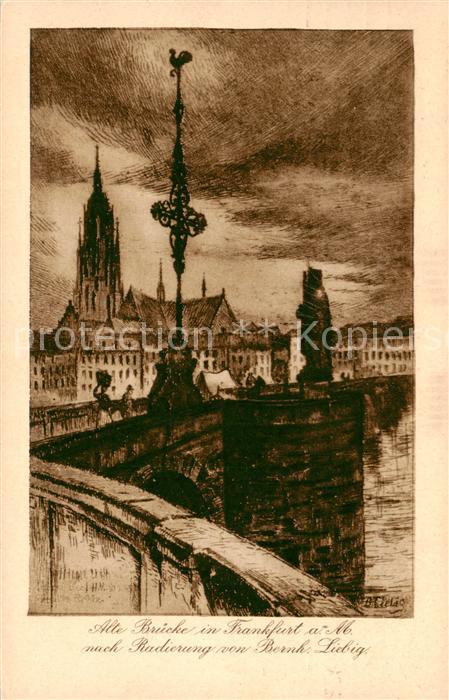 Frankfurt Main Alte Bruecke Radierung