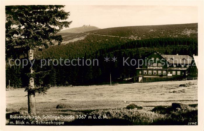 Riesengebirge Krkonose Karkonosze Schlingelbaude mit Schneekoppe