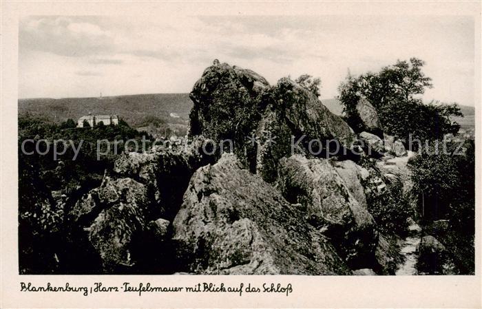 Blankenburg Harz Teufelsmauer mit Blick auf das Schloss
