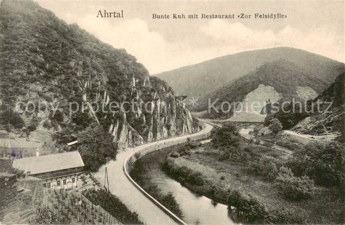 Ahrtal Panorama Ahrtal Bunte Kuh mit Restaurant Zur Felsidylle