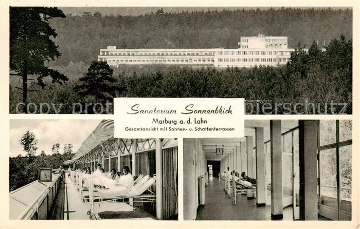 Marburg Lahn Sanatorium Sonnenblick mit Sonnen und Schattenterrassen