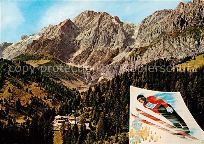 Rupertihaus 1358m Muehlbach Hochkoenig AT Alpengasthof Rupertihaus Skispringer