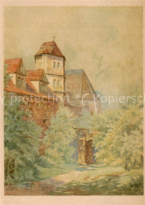 Halle Saale Moritzburg Aquarell