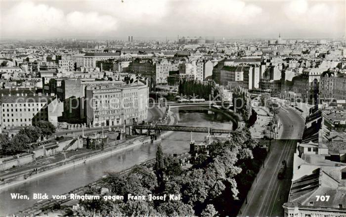 Wien AT Blick vom Ringturm gegen Franz Josef Kai