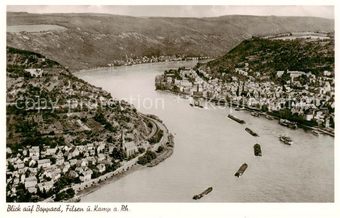 Boppard Rhein Fliegeraufnahme mit Filsen und Kamp