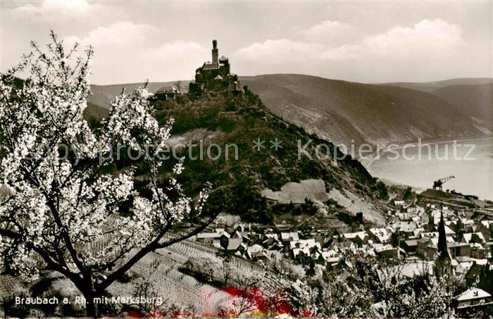 Braubach Rhein Panorama mit der Marksburg