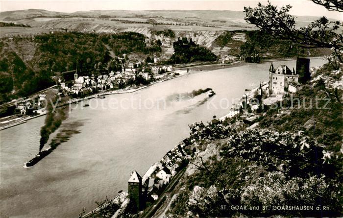 St Goar Rhein und St Goarshausen mit Burg Katz und Ruine Rheinfels