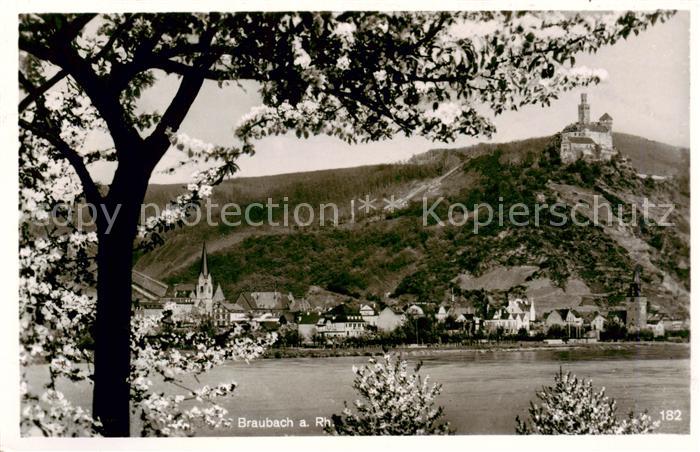 Braubach Rhein mit der Marksburg