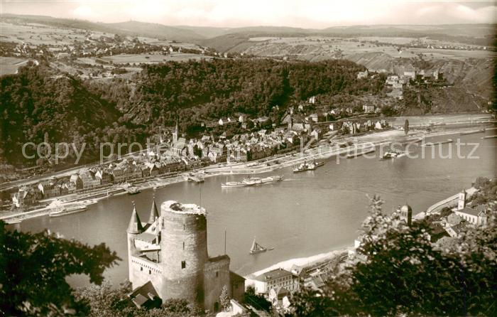 St Goar Rhein Burg Katz mit Burg Rheinfels mit Blick auf St Goar