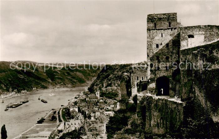 St Goar Rhein mit Burg Rheinfels