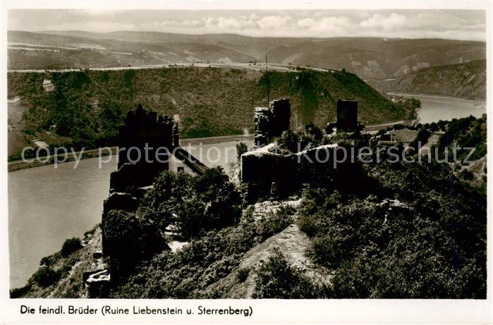 Kamp-Bornhofen Rhein Die feindlichen Brueder Ruine Liebenstein und Sterrenberg
