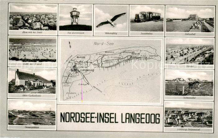 Langeoog Nordseebad Panorama Wasserturm Strand Altes Fischerhaus Tennisplaetze I
