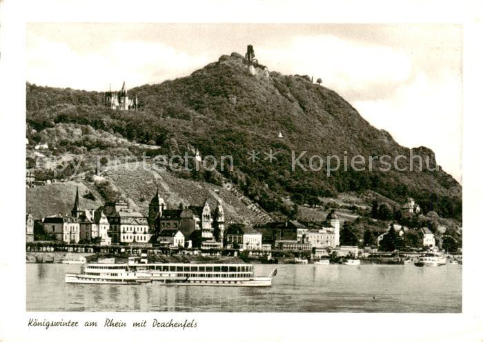 Koenigswinter Rhein mit Drachenfels