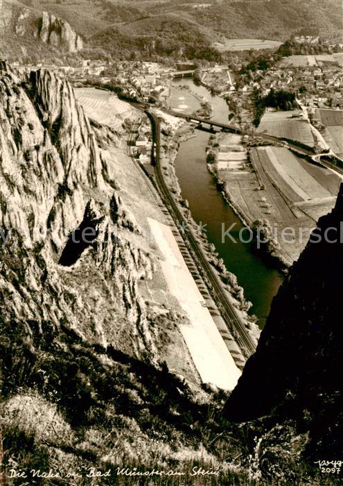Bad Muenster Stein Ebernburg Fliegeraufnahme mit der Nahe