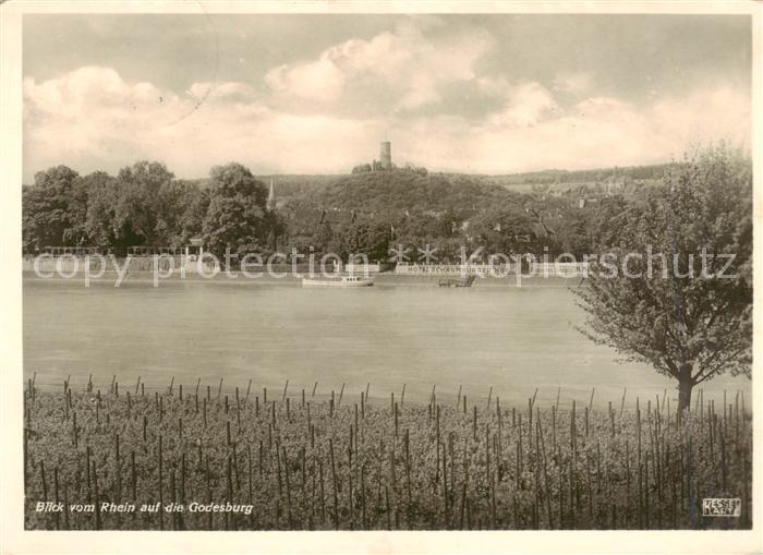 Bad Godesberg Blick vom Rhein auf die Godesburg
