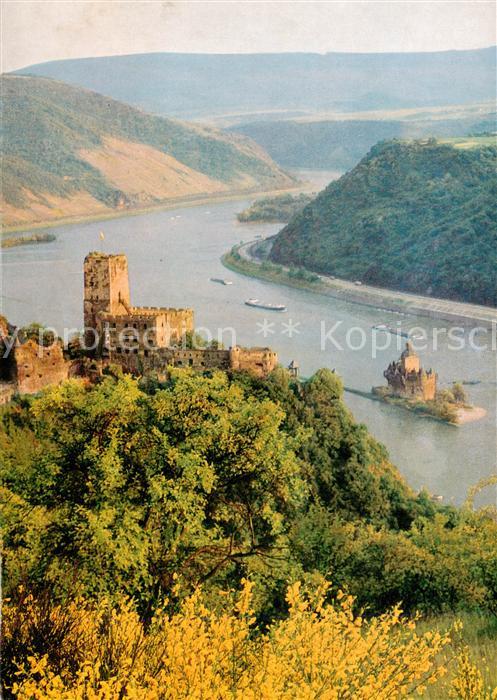 Kaub Caub Rhein Burg Gutenfels und die Pfalz