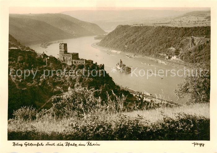 Kaub Caub Rhein Burg Gutenfels und die Pfalz