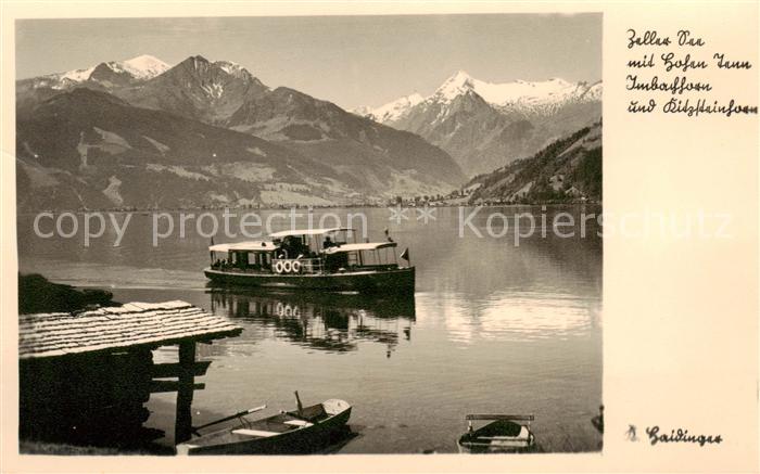 Zell See AT Uferpartie am Zeller See Fahrtgastschiff Blick gegen Hohe Tann Imbac