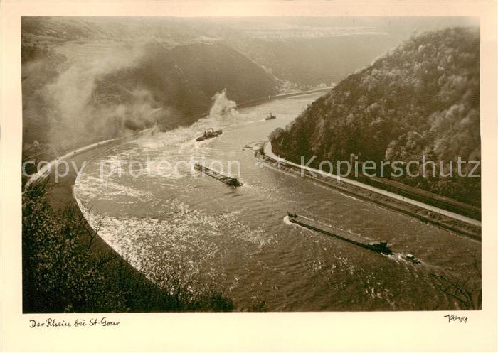 St Goar Rhein Panorama mit Rheinschiffen